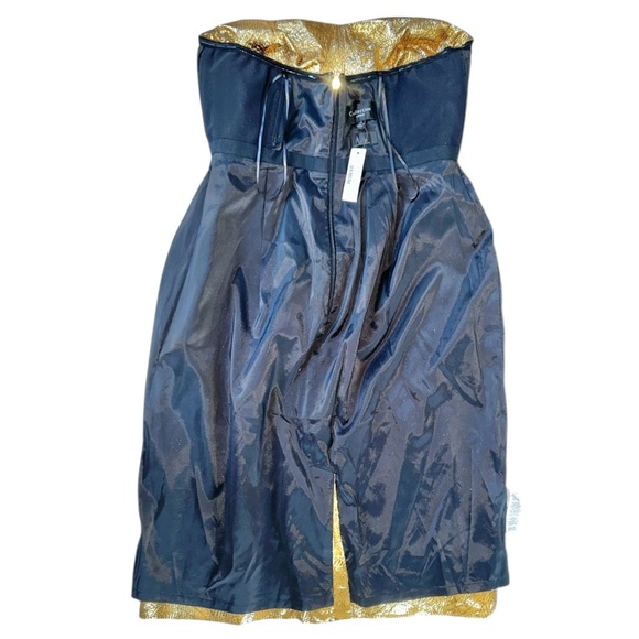 J. Crew Collection Gold Metallic Bodice Jacquard Leaf Cocktail MIDI Dress 10 NWT - Picture 11 of 14